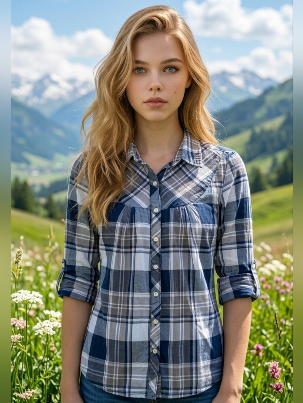 Hilfiger Denim Plaid Blue Button down Shirt size L